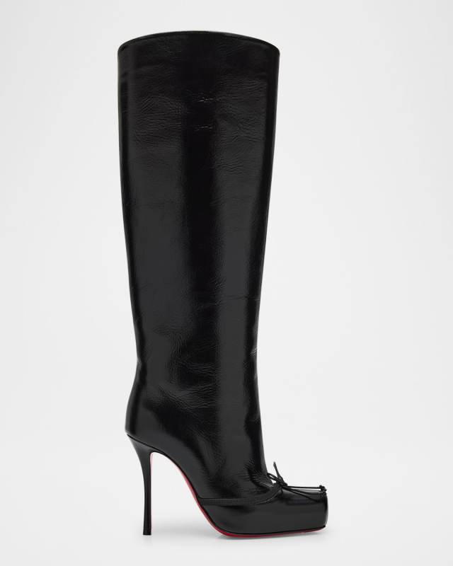 100mm Cassia Nodo Leather Knee Boots
